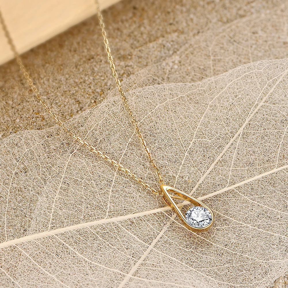 Tahiti Teardrop Moissanite Necklace